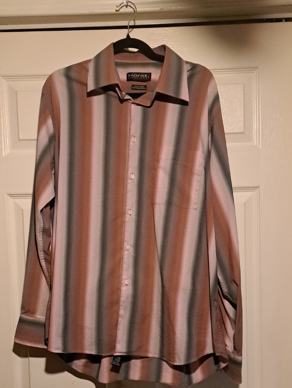 👾Mens Striped Button-Up Dress Shirt in Pinkish & Grayish Tones Tailored Fit
